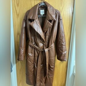 Avec Les Filles vegan leather puffer trench coat